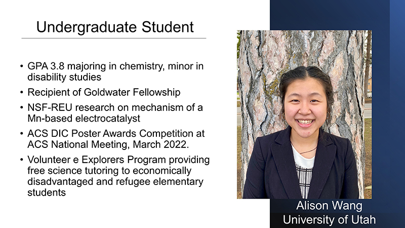 Alison Wang's award slide